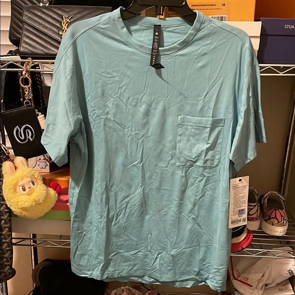 Lululemon Light Blue Pocket Crewneck Men's Shirt